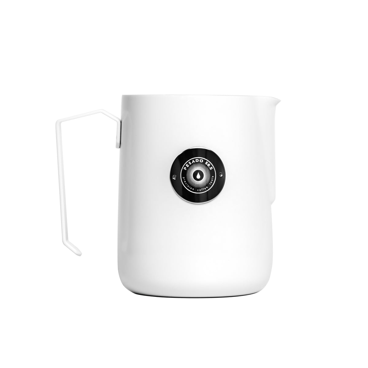 Milk Jug (Round spout) in white color with a curved handle