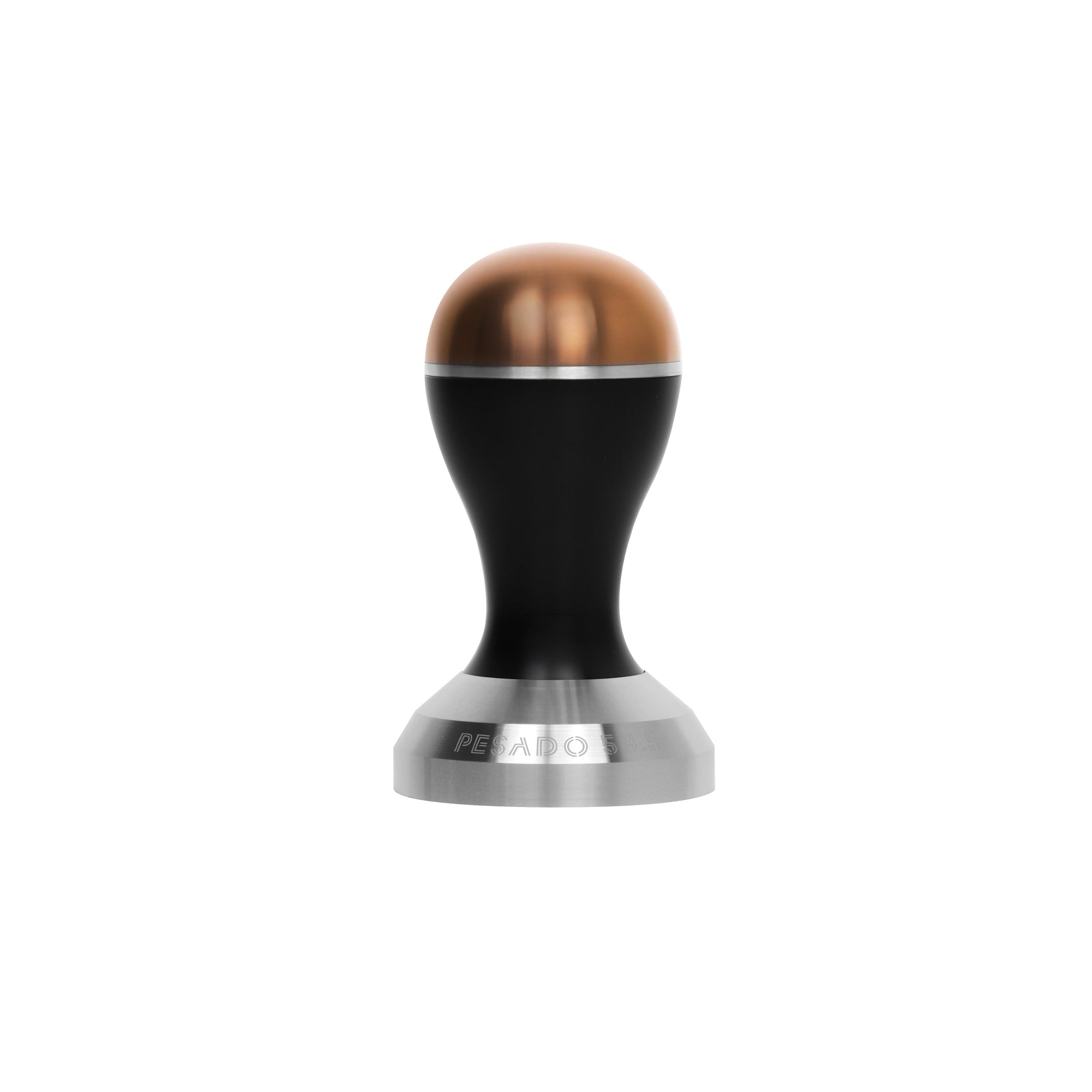 Stainless steel espresso tamper with black handle for coffee making