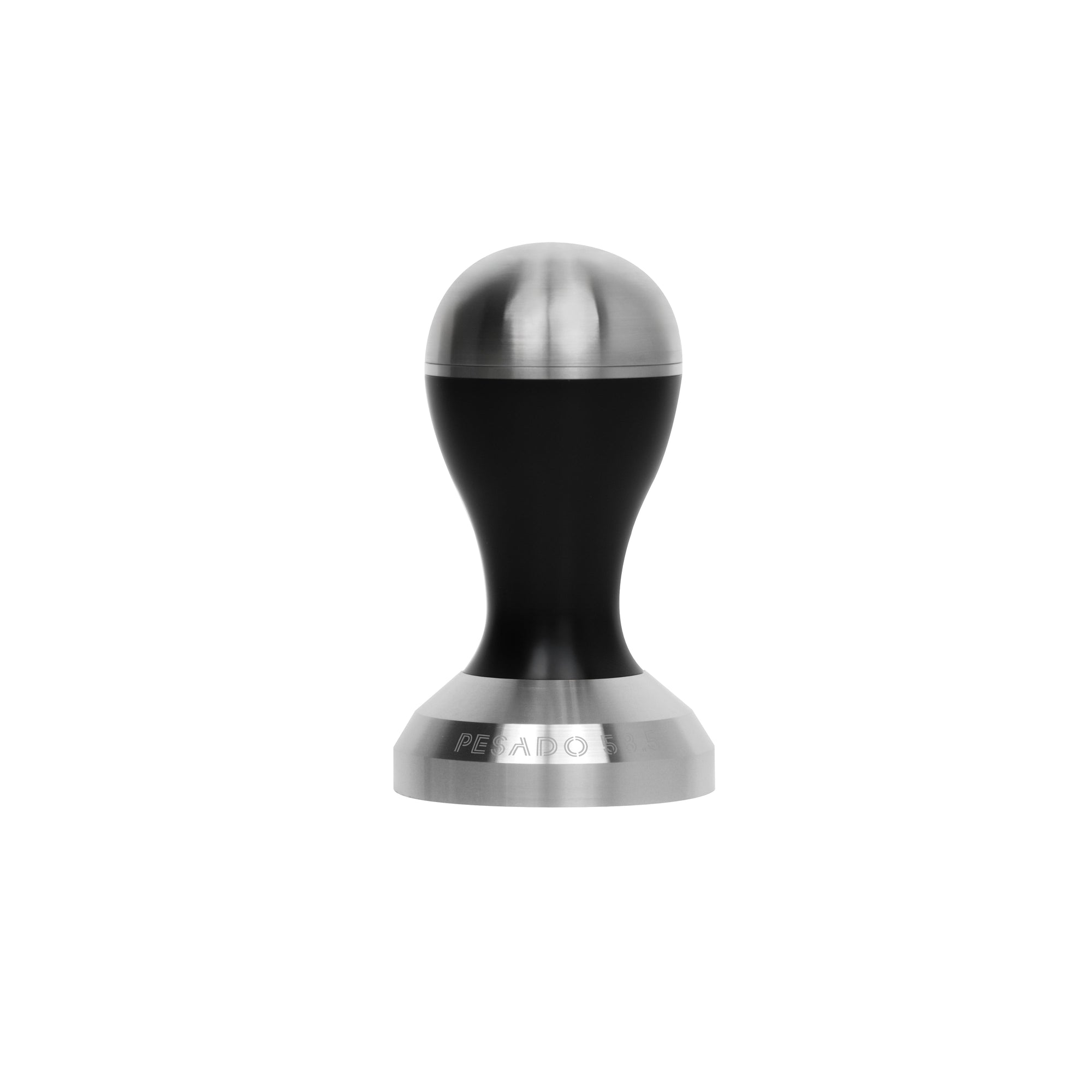 Stainless steel tamper with wooden handle for espresso coffee preparation