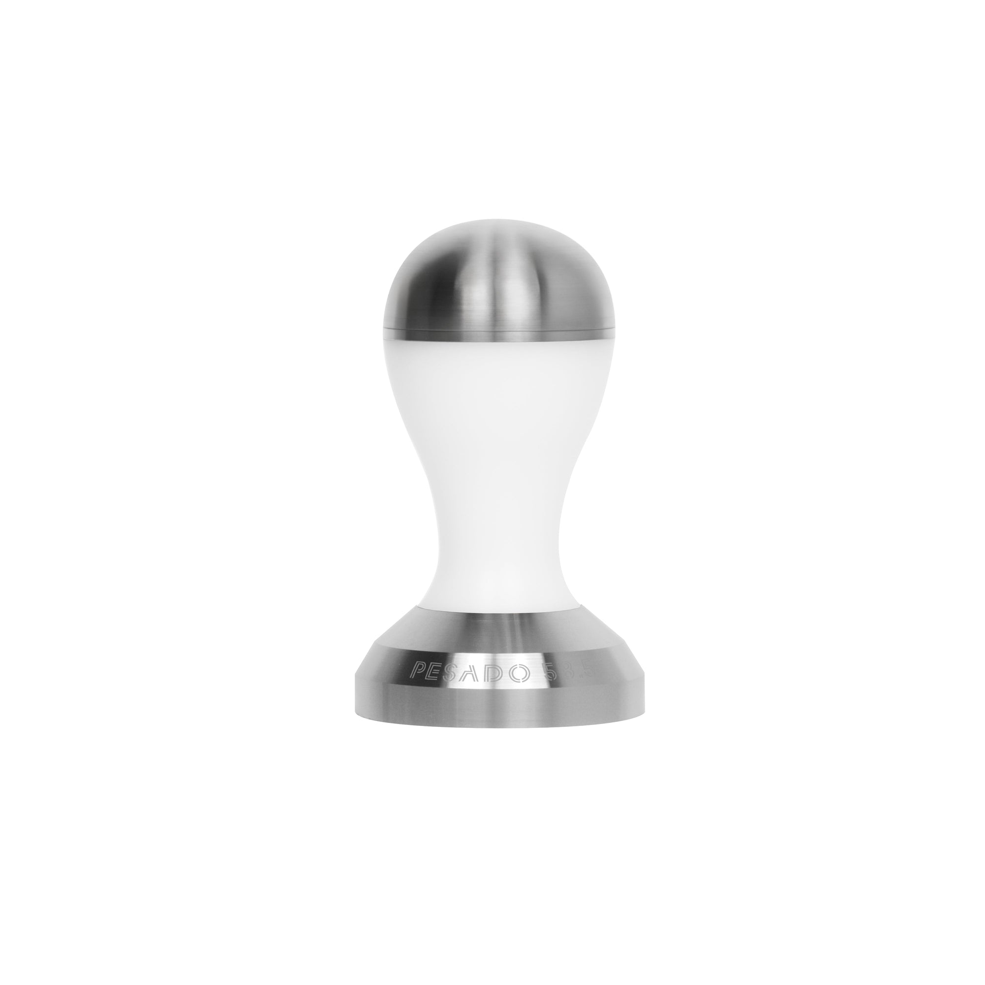 Professional-grade stainless steel tamper with ergonomic handle for coffee brewing